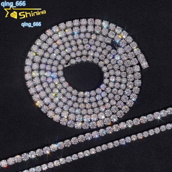 Hot Sale Ready to Ship Dropshipping VVS Moissanite Necklace Stainless Steel Tennis Chain Fine Jewelry Wholesale Price