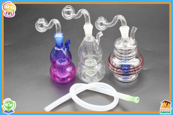 3style Gourd shape 10mm female Glass Oil Burner Bong Bubblers Pipes Bowl Hookah Bubbler Water smoking pipe Recycler mini Glass Bongs Hand Pipe