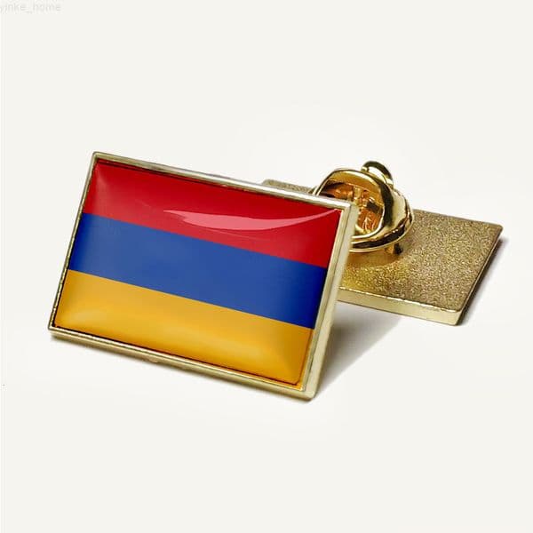 Armenian Flag Badge Brooch Flag National Flag Laple Pins Rectangular Crystal Droplet Brooch Pin