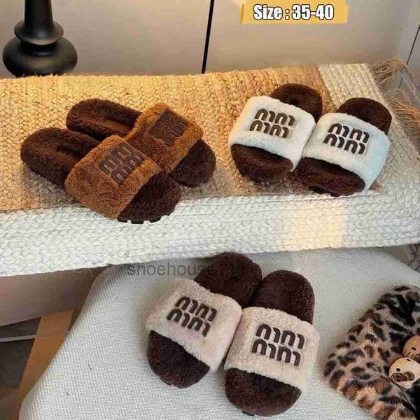 Slippers Designer Slippers Luxury Winter Plush Cotton Sandals Designer Shoes Casual Scuffs Fashion Anti-Slip Letter Slides Women Furry Fur Warm Indoor Slippers