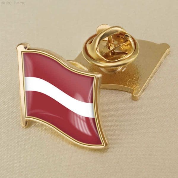 Latvian Flag Crystal Drop Rubber Badge Brooch Flag Brooch of the World