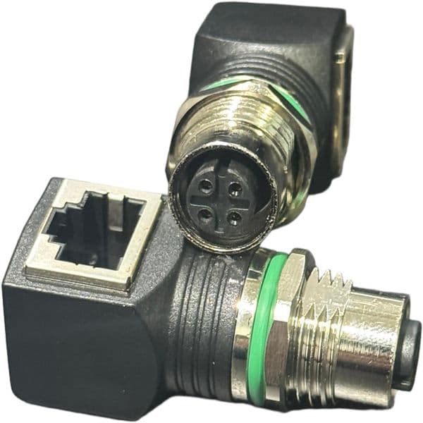 A code M12 connector to RJ45 female connector (side insertion) Ethernet adapter 4-sockets (A CODE) Cable size:0.34mm2 8 pcs/bag