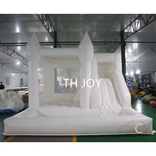 Free delivery Outdoor activities 4.5mLx4.5mWx3.5mH (15x15x11.5ft) Inflatable Wedding Bouncer house, white bouncy castle with slide and ball pit for kids