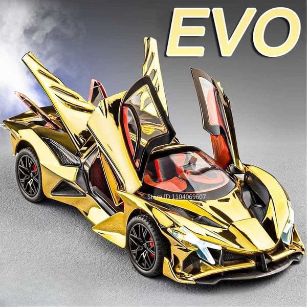 124 Apollo EVO Senna Model Toy Spray Supercars Alloy Diecast Sound Light Shock Absorption Doors Opened Popular Gifts for Kids Y251209