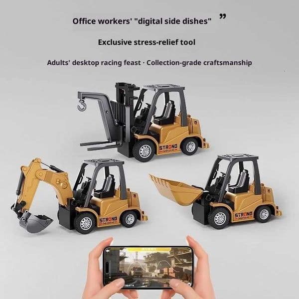 New 164 Mini Excavator Desktop Series 24g Mini Excavator Flip Truck Bluetooth Mobile App Control Bulldozer Remote Control Y251209