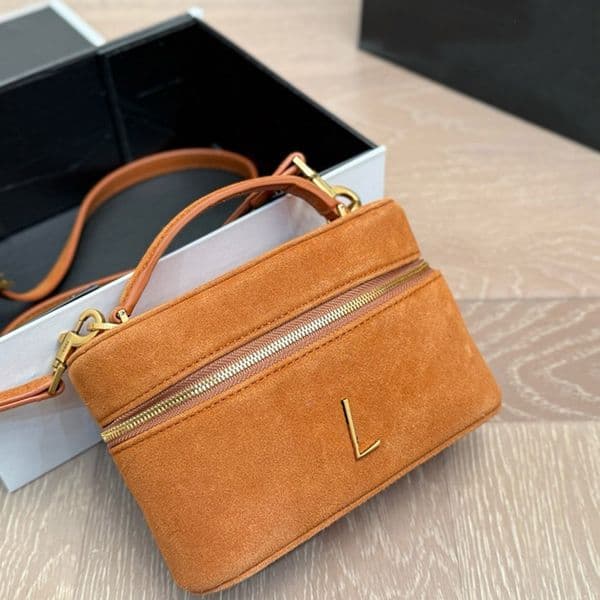 women suede makeup bag Gaby Vanity Bag Patent Leather Zip Closure women yellow case bag Handbag shoulder bag