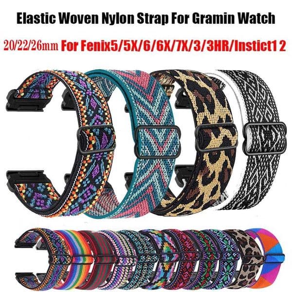 20 22 26mm Elastic Woven Nylon Strap For Gin Fenix 7X 7S Pro Instinct 2 S 2X TacTix 7 Descent G1 MK2 MK3 Enduro Quickfit Band H251210
