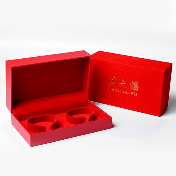 Red Double Bracelet Glue Jewelry Box - Dual Compartment Storage Case for Bracelets