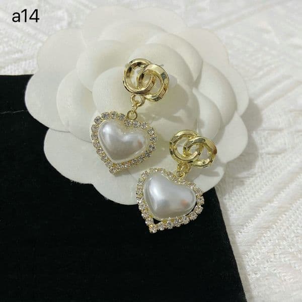Luxury Dangle Earrings Designer Jewelry Geometric Women Crystal Rhinestone Pearl Earring Letter Brand Party Gift