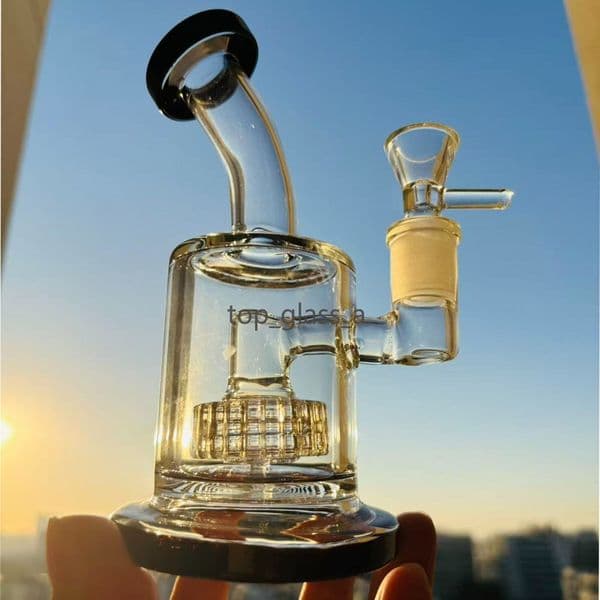 Small Bong Hookahs Recycler Oil Water bongs Matrix Perc Glass Water Pipes Chicha Bubbler with 14mm banger 6.3''