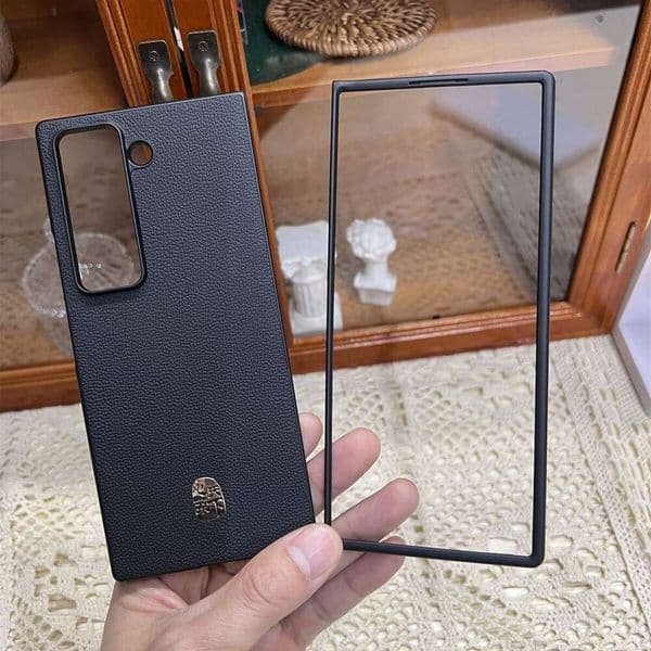 Compatible Samsung W25 Genuine Leather W24 Heart of the World Case Z Fold 6 Back Cover W23 with Stand
