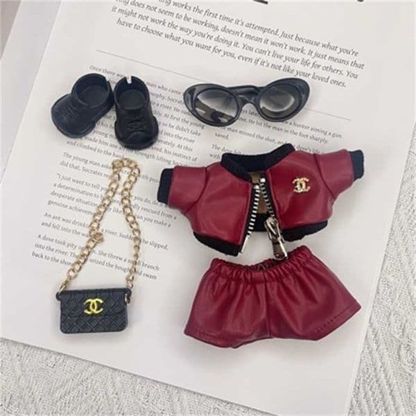 Only Clothes Labubu 17cm First Second Third Generation Labubu Leather Jacket Trendy Brand Set Baby Clothes