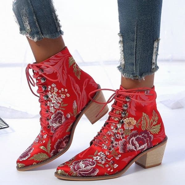 2026 new model Free shipping designer retro autumn and winter new high heeled belt buckle women s leather boots western denim midsole boots