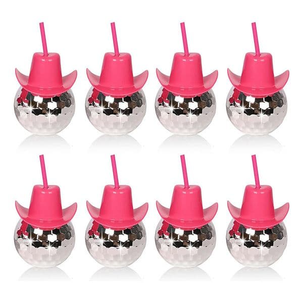 Cowboy Hat Electroplated Mugs Discoball Round Ball Straw Cups 600ml Wine Glasses Party Supplies Disco Balls Cups