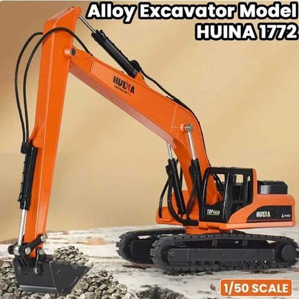 HUINA 1722 150 Alloy Long Arm Excavator Truck Car Metal Professional Engineering Construction Vehicle Model Toys for Boys Gifts Y251209