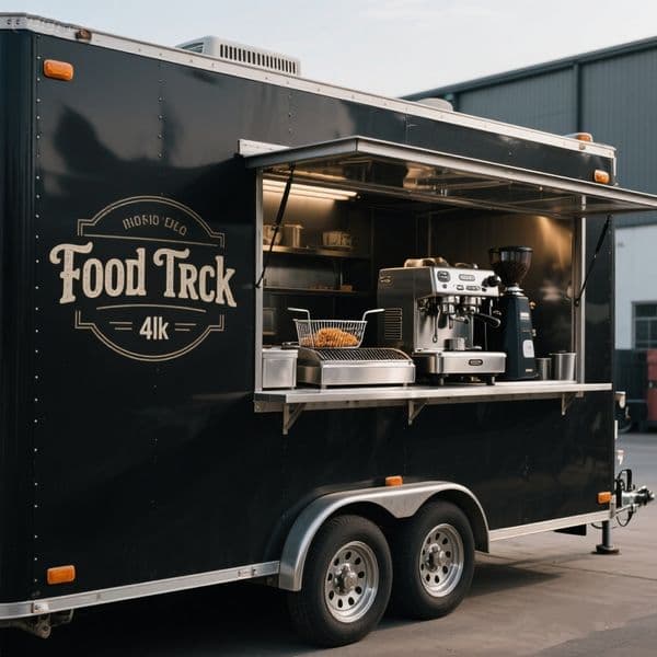 Hot Dog Trailer Food Truck Grill Mobile Food Kiosk Snack Cart with Full Kitchen Mobile Food Car Food Container Truck
