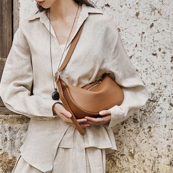 Autumn and winter retro luxury women's dumpling bag real leather bag armpit shoulder bag exquisite women's crossbody bag designer bag