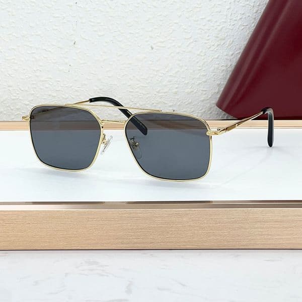 Designer Pilot Sunglasses For Women 1957 Square Frame Gold Metal Grey Lenses Shades GG Luxury Brand Daily Outfit work reading glasses compatible to prescription