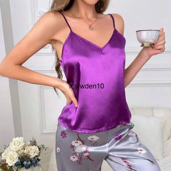 Women's Sleep Lounge Womens Sleep u0026 Lounge-Womens Satin Floral Pajama Set Breathable Soft Skin-Friendly Loungewear-001