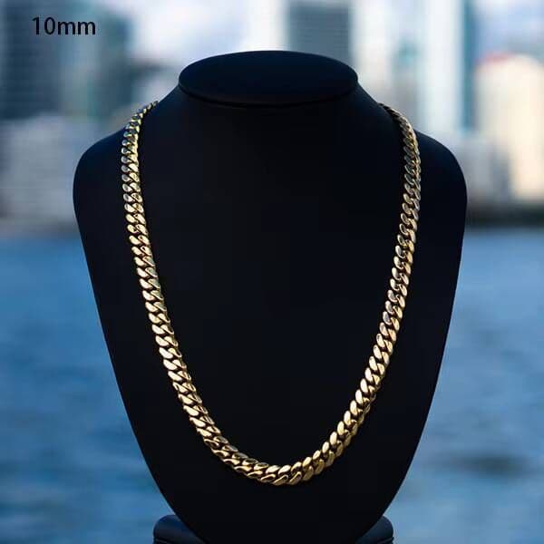 Wholesale Choker 14K 18k Gold Plating Custom 925 Silver Cuban Link Chain HipHop Jewelry 10mm Miami Cuban Chain Necklace Bracelet