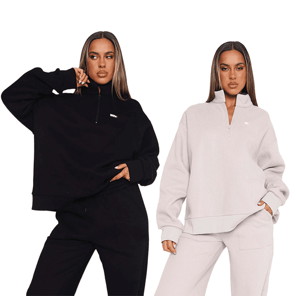 Whitess Foxlisness Women's Sports Zipper Round Neck Hoodie Los Angeles High end Women's Casual Street Fashion Design Top