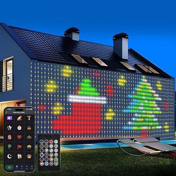 400LEDS Smart Curtain Lights App Control LED String RGB Fairy Lights USB DIY Text Pattern Music Change Display Party Room Decor