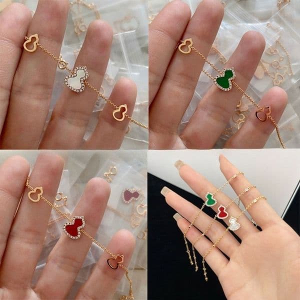 Designer Gourd Bracelet Red Agate White Beimu Peacock Green Full Diamond Hollow Bracelet 18K Gold Fulu Bracelet