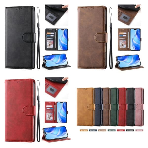Business Flip PU Leather Wallet Card Cases For iPhone 17 Air 16 15 14 13 12 11 Pro Max Samsung S26 Edge S25 FE S24 S23 Ultra S22 Plus A07 A17 A36 A26 A16 A06 A05 A05S A15 A25