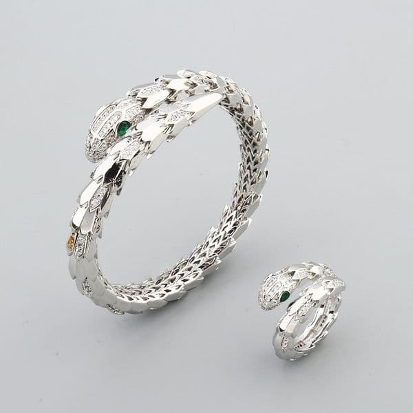 Gold-Plated Zircon Snake Bracelet Bare Body Diamond Spring Snake Scale Snake Bone Women's Jewelry