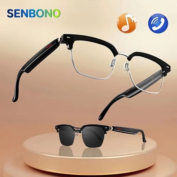 SENBONO E13-06 Eyeglasses Wireless Smart Glasses Outdoor Smart Hands-Free Call Music Headphone Anti-Blue BT Voice Sunglasses
