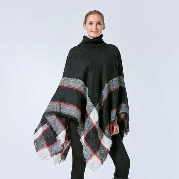 2023 Autumn Winter Yixi Fashion Foreign Trade Women's Clothing European American Style Cape Knitted High Neck Sleeveless Sweater Shawl