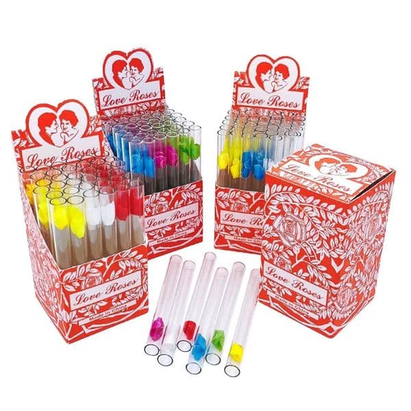Glass Love Rose smoking pipes With Plastic Flower Inside 36pcs in one box tobacco pipe