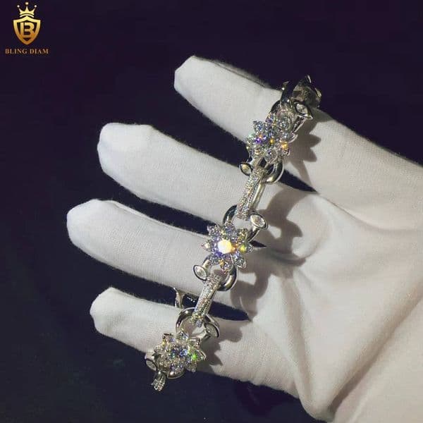 Fashion Moissanite Cuban Link Chain 13mm 925 Sterling Silver Iced Out VVS Moissanite Hio Hop Luxury Jewelry Cuban Bracelet