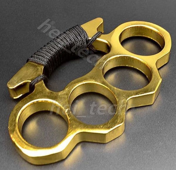 HW103 73G Thick Steel Brass Knuckle Dusters with Rope Self Defense Personal Security Women and Men Self-defense Pendant
