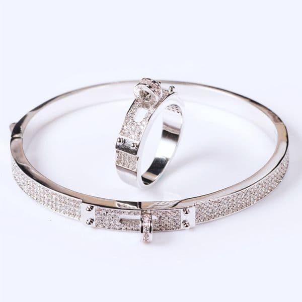 Creative Belt Ring Jewelry Classic Circle Bracelet Micro Inlaid Three Colors New Simple Celebrity Bracelet