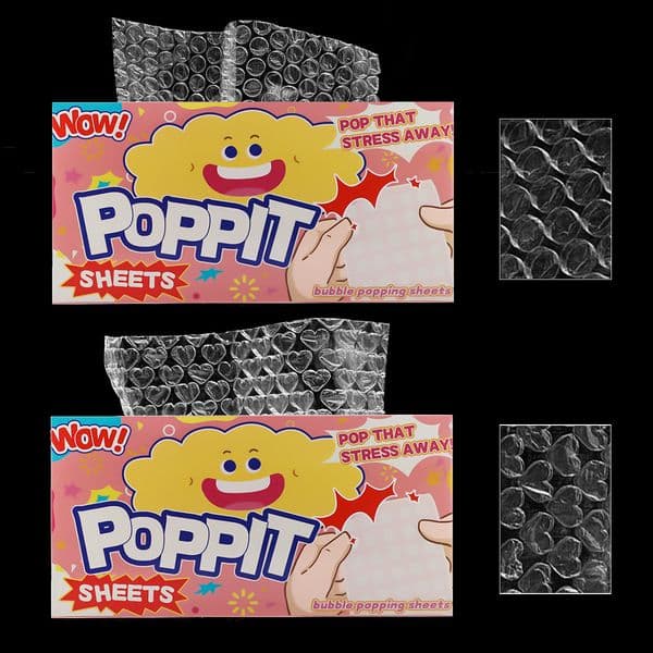Poppit Sheets Stress Relief Toy Bubble Wrap Squeeze Fun Tissue Paper