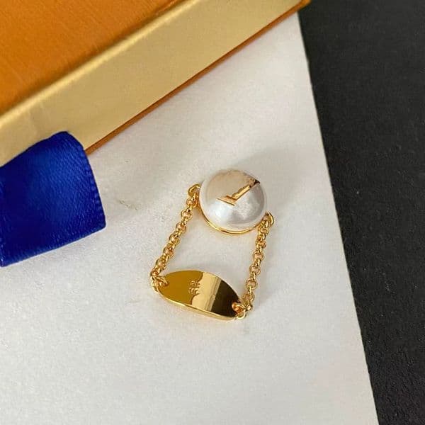 Gold Color Luxury Designer pearl Ring Classic chain Ring Elegant Letter Fashion Rings For Lady Party Jewelry Gift