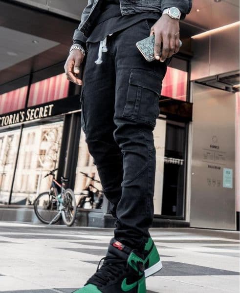 WOZK New style jeans men's pants slim fit high stretch denim leggings men's clothing versatile spring big pocket fashion overalls
