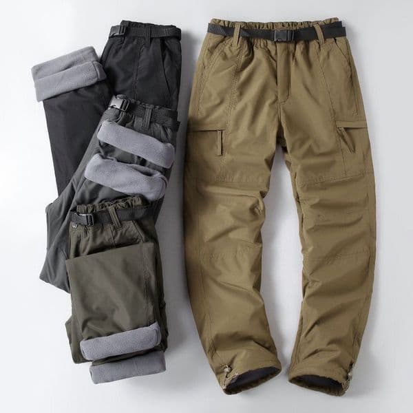 WOZK Men's Winter Pants fleece lined Lined Ski Snow Pants Water Resistant Pockets Outdoor Work Pants Outdoorfun plus size