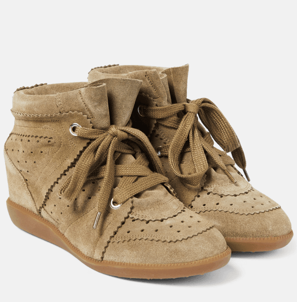 Top Design Women Bobby Suede Wedge Sneakers Suede Calfskin Leather Laces Up Trainers Comfortable Luxury Lady Daily Wear Footwear EU35-40