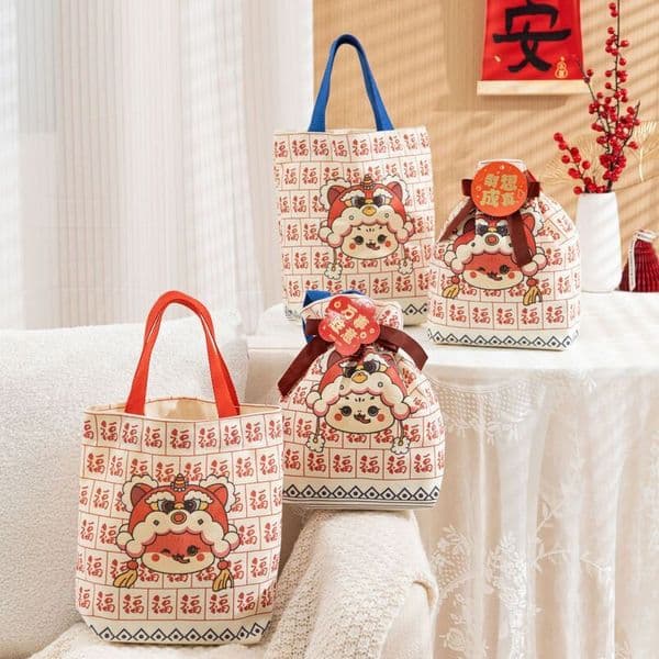 New Cute Snake Year Ins Handheld Canvas Candy for Commuting Fashion Snack Bag