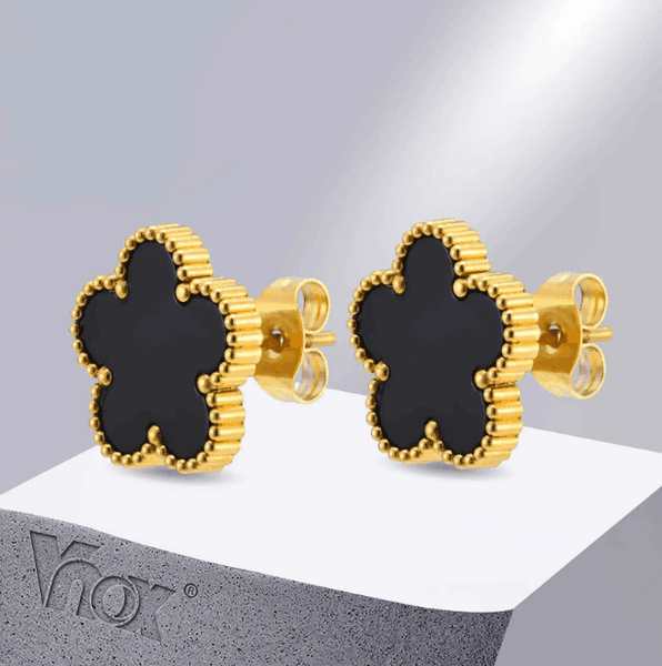 Stylish 5-leaf clover stud earrings for women fritillary earrings designer 18k rose gold stud earrings jewelry accessories