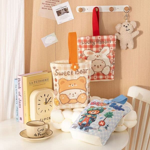 Cartoon Plaid Gift Canvas for Women, Simple Handheld Daily Peripheral Bento Bag, School Bag