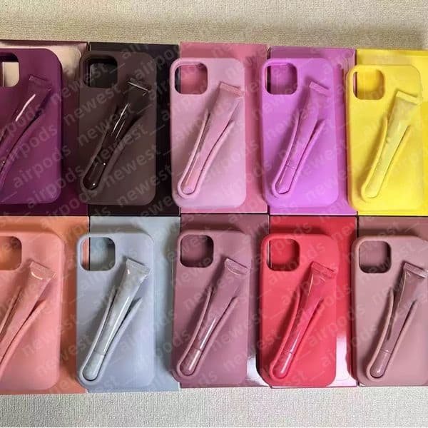 Phone case iPhone17 pro max case Lipstick Portable Case Design Lip Gloss Lipstick Lip Balm Make-Up Silicone Phone Case for iPhone 16 15 14 13 Pro Max Silicone Lip cases
