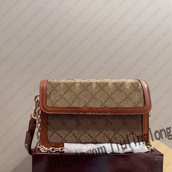 Designer 1961 women shiny Diamond bag Rhinestone Armpit Bag classic shoulder bag hobo bag purse canvas small square bag large capacity handbag Luxury Purse
