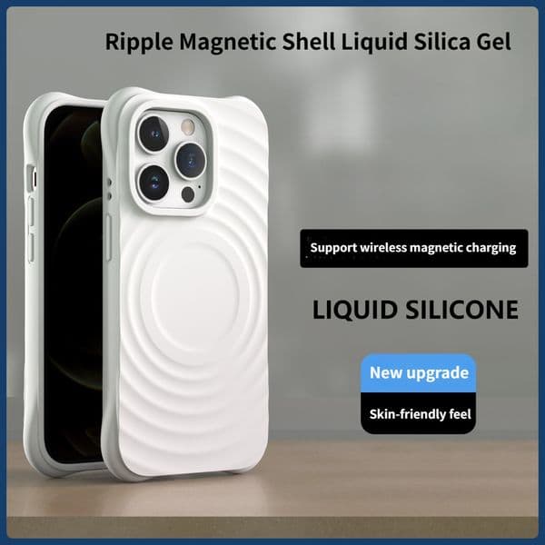 Popular solid color ripple shell is suitable for Apple 17promax wireless magnetic mobile phone case iphone16 protective case.