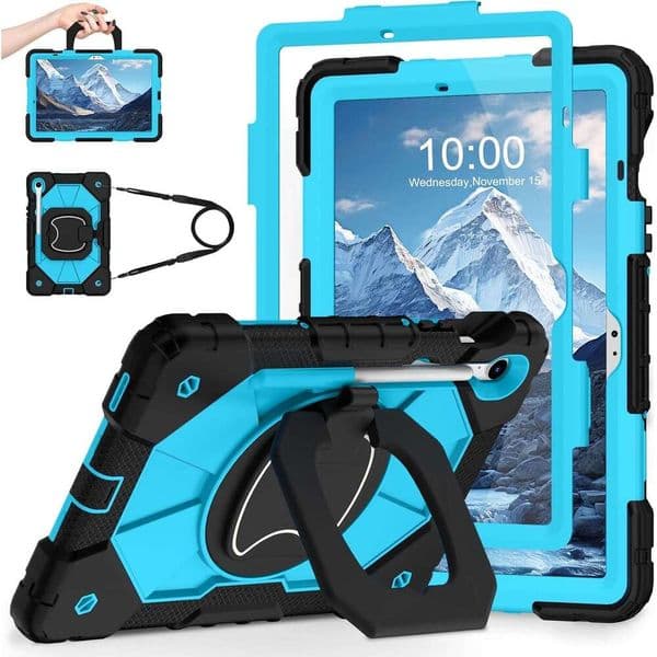WESOROL S10 Lite/S10 FE/S9 10.9 Inch Galaxy Tab 11 Inch,Shockproof Cover for Samsung S9 FE Tablet Case with Screen Protector Rotate Stand Pen Holder,Black Blue