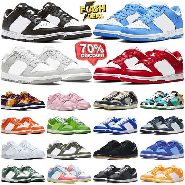 Designer Running Shoes Men Women Sneakers Panda Triple White Black Flat Grey Fog Orange Pink University Blue Green Red Outdoor Sports Trainers 36-48
