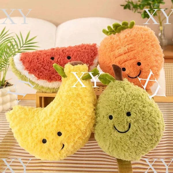 Jelly Fruit And Vegetable Toy Cute Small Soft Plush Banana Pineapple Watermelon Doll Holiday Party Birthday Gift 251216