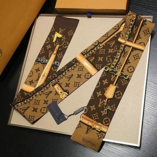 Women Hair Brand Design Luxury Silk Scarf Fashion Print Headband Skinny Bag Scarves Neckerchief Size 6 x 120cm